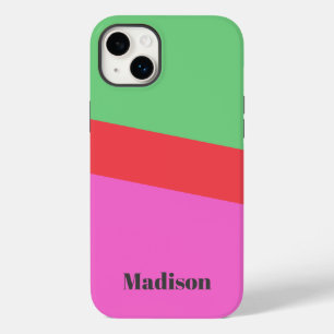 Minimalistischer Name Neon ColorBlock Rosa und Grü Case-Mate iPhone 14 Plus Hülle