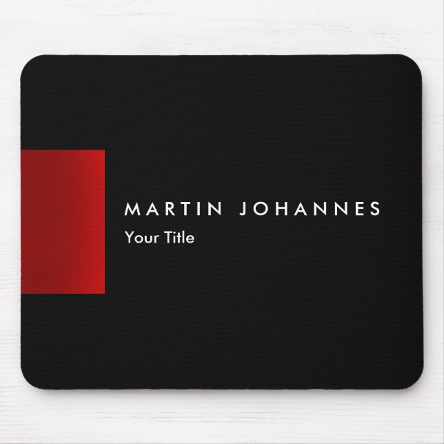 Minimalistischer Name Schwarz beruflich Mousepad (Vorne)