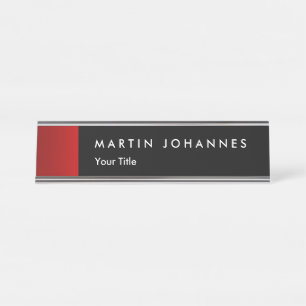 Minimalistischer Name Schwarz beruflich Schreibtischnamensplakette