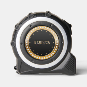 Minimalistischer Name Schwarz und Gold Bling Diama Maßband