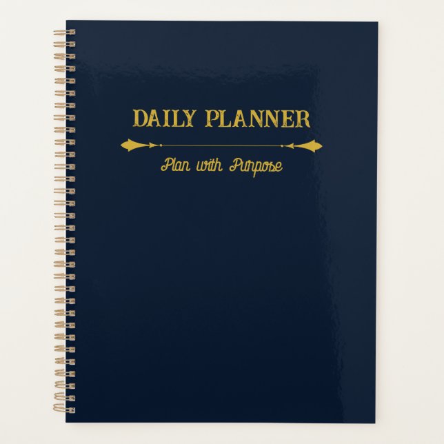 Minimalistischer Navy Blau Gold Planer (Vorderseite)