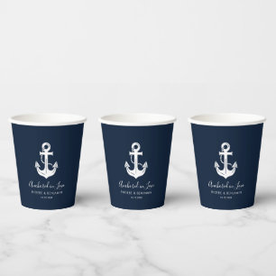 Minimalistischer Navy & Weiß benutzerdefinierter N Pappbecher