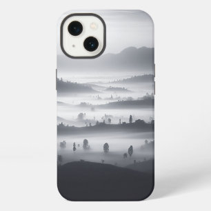 Minimalistischer nebliger Wald-Handyhülle Schwarz iPhone 13 Hülle