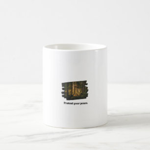 Minimalistischer nebliger Wald Schütze deinen Frie Kaffeetasse