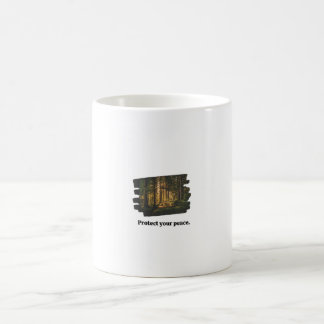 Minimalistischer nebliger Wald Schütze deinen Frie Kaffeetasse