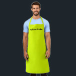 Minimalistischer Neonchartreuse individuelle Name  Schürze<br><div class="desc">Minimalistisch Neon chartreuse grün leuchtend solide schlicht individuelle Name Text monogramm moderne Grill Grillen Küche Schürze. Vollständig anpassbarer schwarzer Text,  Name,  Zitat,  Phrase,  etc. Geeignet für Köche,  Koch,  Keramik,  Keramiken,  Handwerk,  Arbeit,  Küche,  Backen,  Grillen,  Grill,  sowie Geschäfte und Geschäfte,  etc.</div>