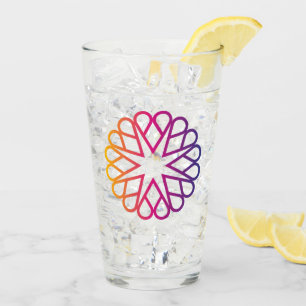 Minimalistischer Neonfarbverlauf Radialer Blüten Glas