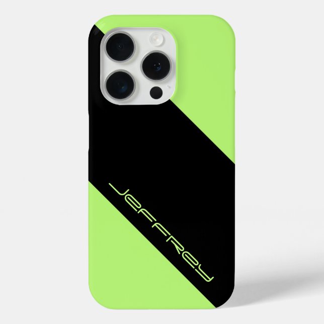 Minimalistischer Neongrüner und schwarzer Personal Case-Mate iPhone Hülle (Rückseite)