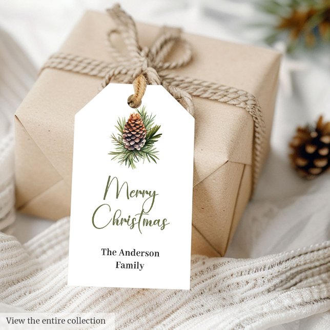 Minimalistischer neutraler rustikaler erdiger Feie Geschenkanhänger (Minimalist Neutral Rustic Earthy Holiday Tag)