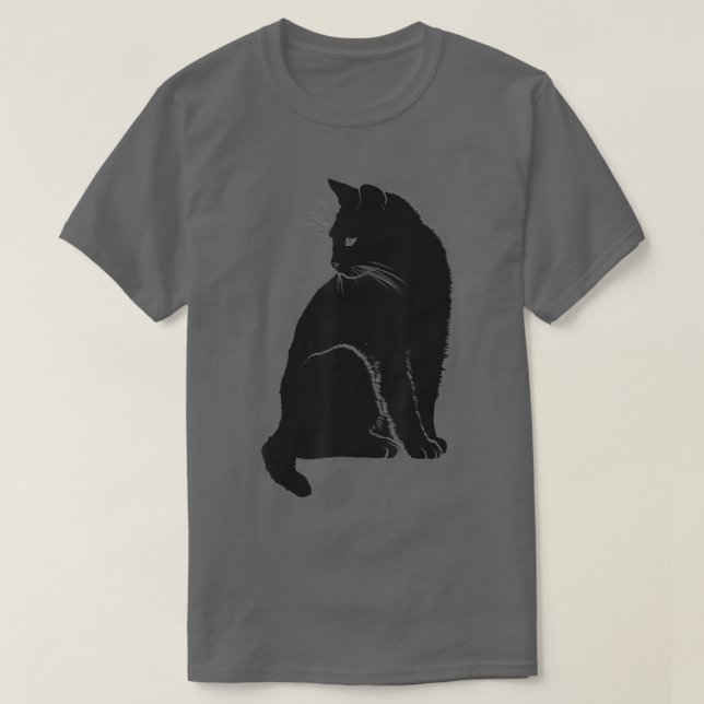 Minimalistischer Niedlicher Black Cat Eigentümer F T-Shirt (Design vorne)