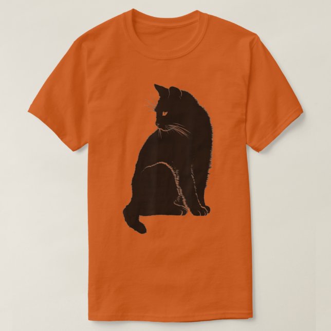 Minimalistischer Niedlicher Black Cat Eigentümer F T-Shirt (Design vorne)