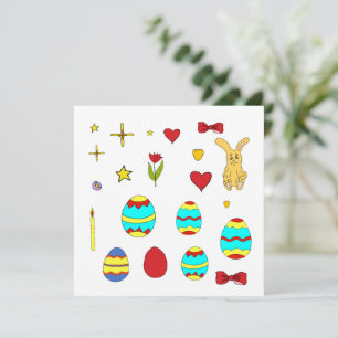 Minimalistischer Niedlicher Happy Oster Cartoon Dankeskarte
