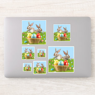 Minimalistischer Niedlicher Happy Osterfest Blume  Aufkleber