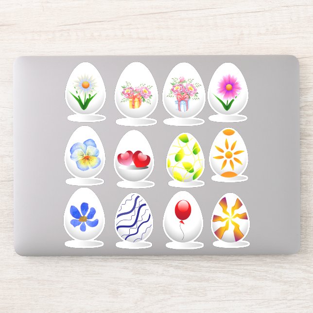 Minimalistischer Niedlicher Happy Osterfest Blume  Aufkleber (Computer)