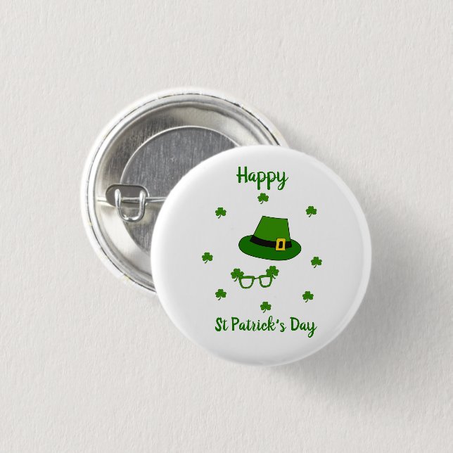 Minimalistischer Niedlicher Happy St Patrick's Day Button (Vorne & Hinten)