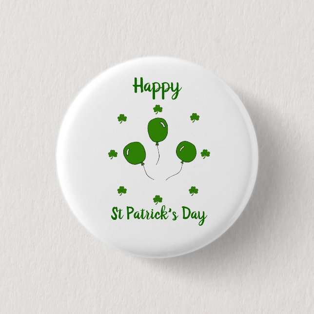 Minimalistischer Niedlicher Happy St Patrick's Day Button (Vorderseite)