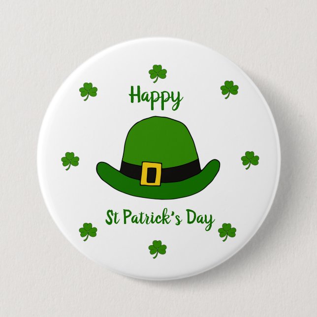 Minimalistischer Niedlicher Happy St Patrick's Day Button (Vorderseite)