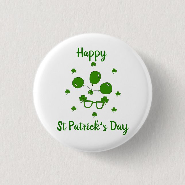 Minimalistischer Niedlicher Happy St Patrick's Day Button (Vorderseite)