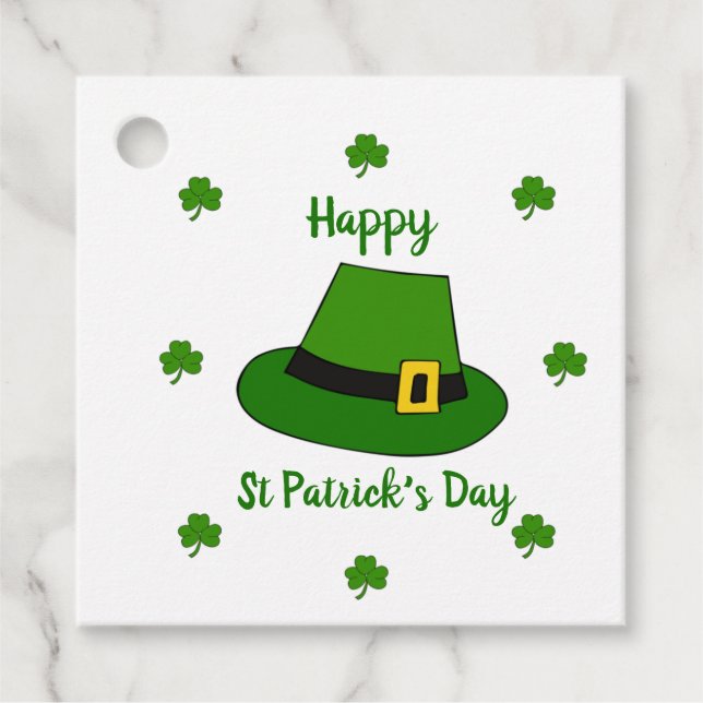 Minimalistischer Niedlicher Happy St Patrick's Day Geschenkanhänger (Vorderseite)