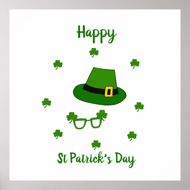 Minimalistischer Niedlicher Happy St Patrick's Day Poster (Vorne)