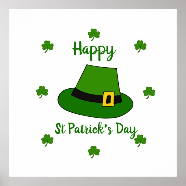 Minimalistischer Niedlicher Happy St Patrick's Day Poster (Vorne)
