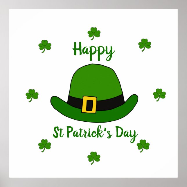 Minimalistischer Niedlicher Happy St Patrick's Day Poster (Vorne)
