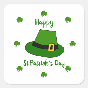 Minimalistischer Niedlicher Happy St Patrick's Day Quadratischer Aufkleber