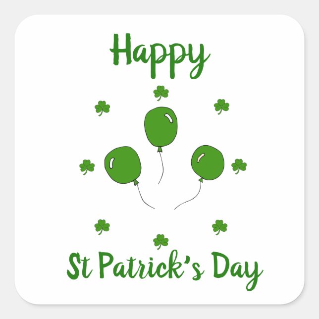 Minimalistischer Niedlicher Happy St Patrick's Day Quadratischer Aufkleber (Vorderseite)