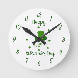 Minimalistischer Niedlicher Happy St Patrick's Day Runde Wanduhr