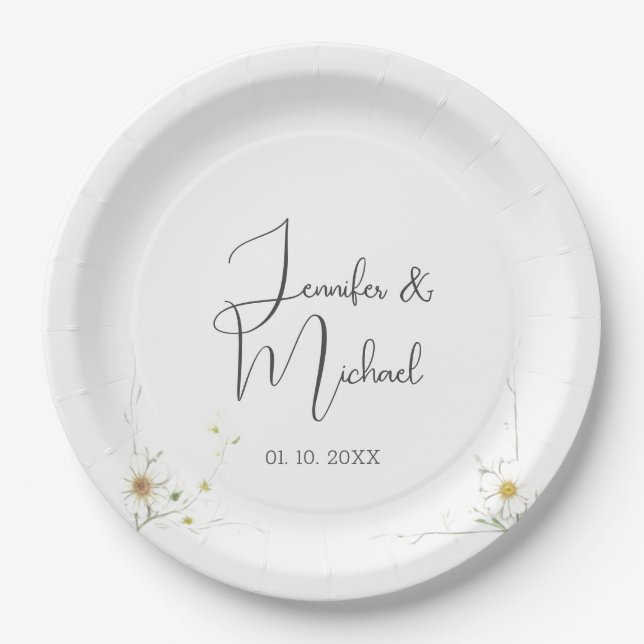 Minimalistischer Niedlicher Hochzeitsempfang Pappteller (Vorderseite)