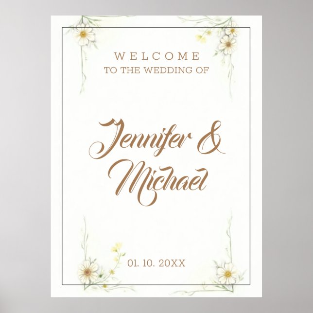 Minimalistischer Niedlicher Hochzeitsempfang Poster (Vorne)