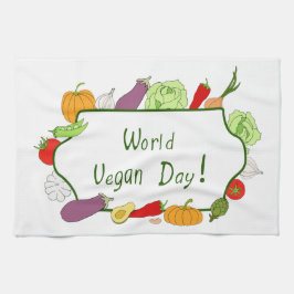 Minimalistischer Niedlicher Welttag für Vegetarier Geschirrtuch