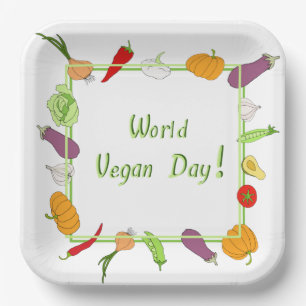 Minimalistischer Niedlicher Welttag für Vegetarier Pappteller