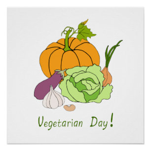 Minimalistischer Niedlicher Welttag für Vegetarier Poster