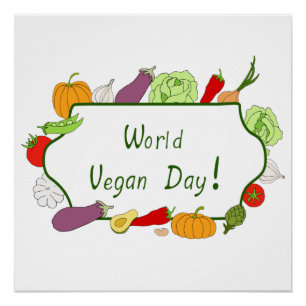 Minimalistischer Niedlicher Welttag für Vegetarier Poster