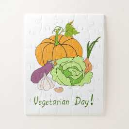 Minimalistischer Niedlicher Welttag für Vegetarier Puzzle