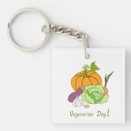 Minimalistischer Niedlicher Welttag für Vegetarier Schlüsselanhänger