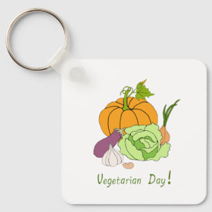 Minimalistischer Niedlicher Welttag für Vegetarier Schlüsselanhänger