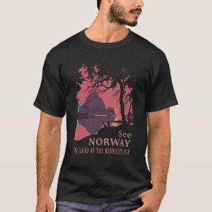 Minimalistischer Norwegen-Sonnenuntergangs-Poster  T-Shirt