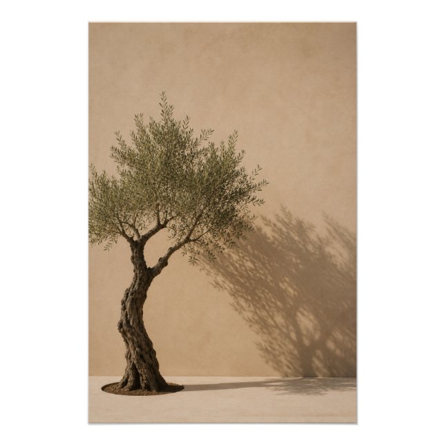 Minimalistischer Olivenbaum-Wandkunstposter Poster (Vorderseite)