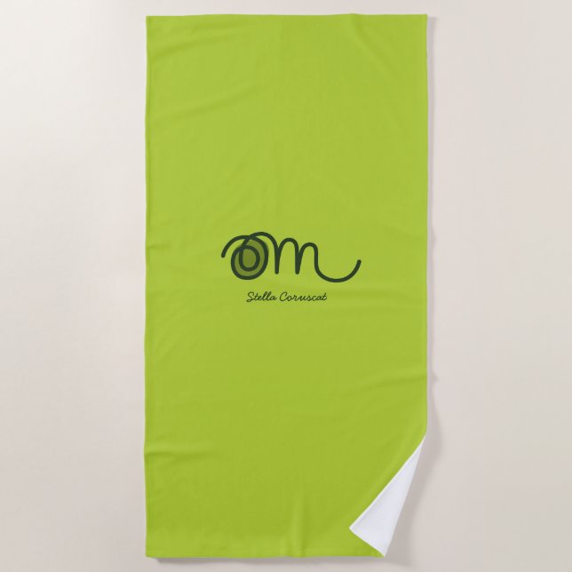 Minimalistischer Om-Handschrift-Personalisiert Strandtuch (Vorderseite)