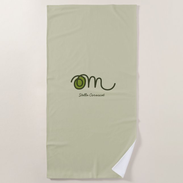 Minimalistischer Om-Handschrift-Personalisiert Strandtuch (Vorderseite)
