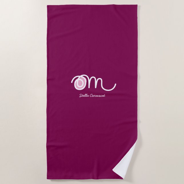 Minimalistischer Om-Handschrift-Personalisiert Strandtuch (Vorderseite)