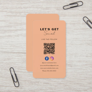 Minimalistischer Orange QR Code Verbindung mit uns Visitenkarte