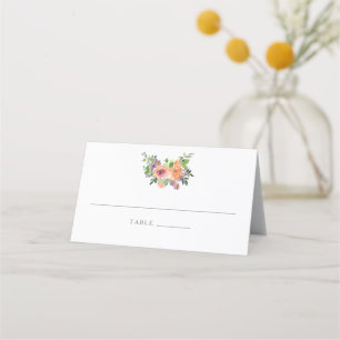 Minimalistischer Orangefarbener Blumentisch Platzkarte