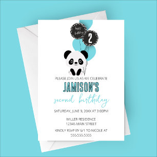 Minimalistischer Panda Bear Geburtstagsparty Einla Einladung