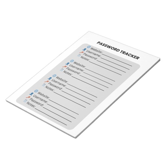 Minimalistischer Passwort-Tracker  Notizblock (angewinkelt)