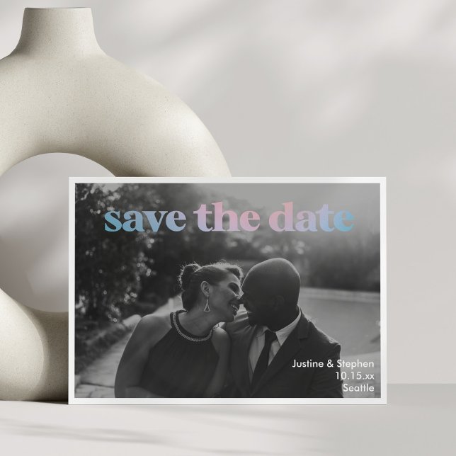Minimalistischer Pastell-Gradient-Overlay-Hochzeit Save The Date (Von Creator hochgeladen)