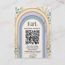 Minimalistischer Pastellbogen Botanischer QR-Code  Begleitkarte