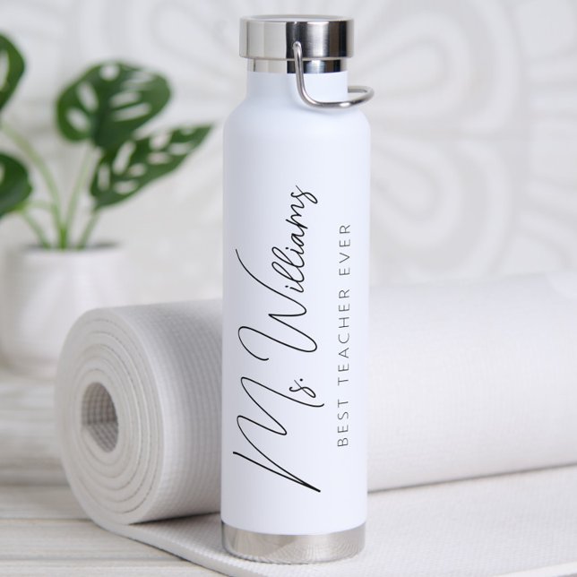 Minimalistischer Personalisiert bester Lehrer je Trinkflasche (Simple Minimalist Personalized Best Teacher Ever Water Bottle, Teacher Appreciation Gift, Graduation)